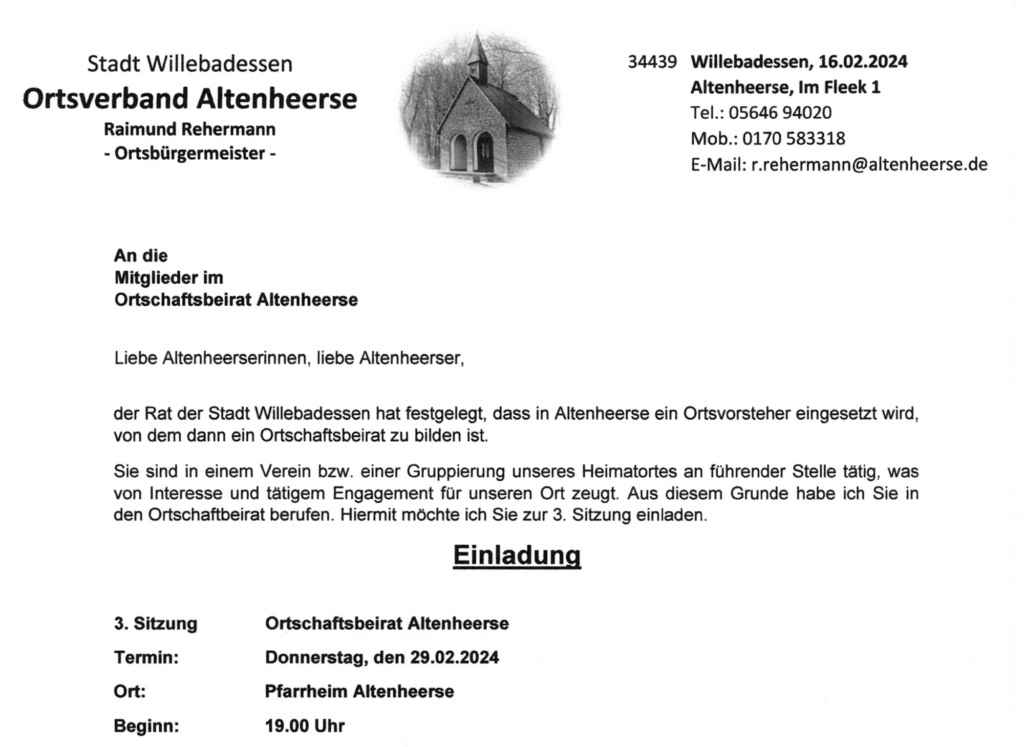 3. Sitzung des Ortsbeirat Altenheerse